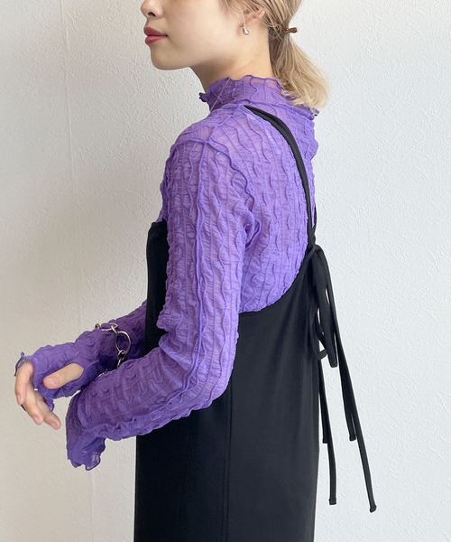 w closet(ダブルクローゼット)の「フィンガーホールハイネックプルオーバー(ニット/セーター・レディース・オフホワイト/ブラウン/ブラック/ラベンダー・FREE)」の22枚目の写真