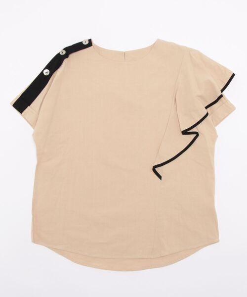 Q（キュー）の「バイカラーアシメブラウス（シャツ/ブラウス・レディース・ホワイト/ベージュ・MEDIUM）」の5枚目の写真