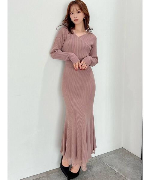 RESEXXY（リゼクシー）の「カシュクールマーメイドニットワンピース（ワンピース・レディース・ピンク/ブルー/アイボリー/ブラック・FREE）」の10枚目の写真