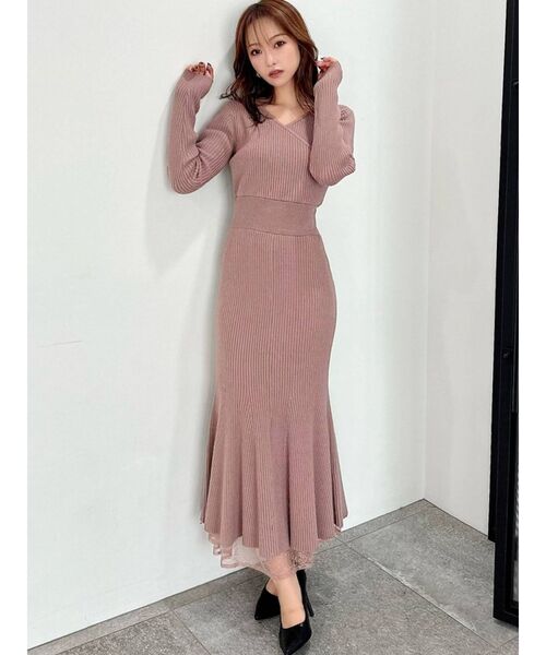 RESEXXY（リゼクシー）の「カシュクールマーメイドニットワンピース（ワンピース・レディース・ピンク/ブルー/アイボリー/ブラック・FREE）」の7枚目の写真