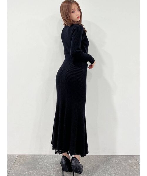 RESEXXY（リゼクシー）の「カシュクールマーメイドニットワンピース（ワンピース・レディース・ピンク/ブルー/アイボリー/ブラック・FREE）」の8枚目の写真