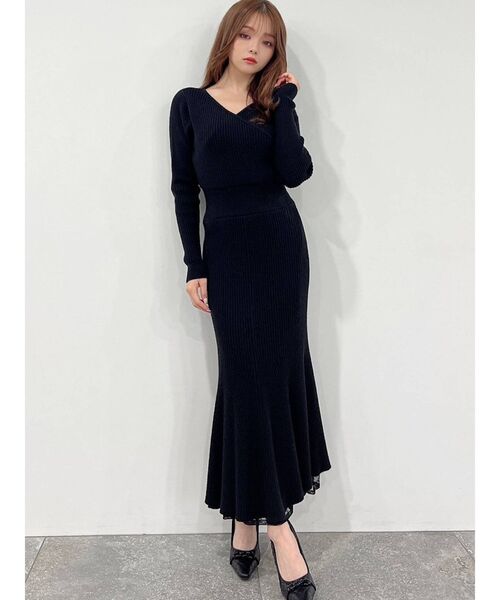 RESEXXY（リゼクシー）の「カシュクールマーメイドニットワンピース（ワンピース・レディース・ピンク/ブルー/アイボリー/ブラック・FREE）」の18枚目の写真