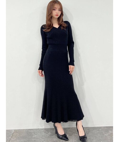 RESEXXY（リゼクシー）の「カシュクールマーメイドニットワンピース（ワンピース・レディース・ピンク/ブルー/アイボリー/ブラック・FREE）」の19枚目の写真