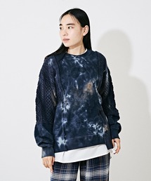 TOBILA（トビラ）の「スウェット×ニットタイダイ長袖切替プルオーバー（スウェット）」