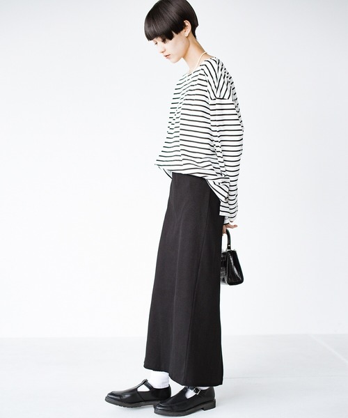 haco!（ハコ）の「シンプルなのに大人っぽさ2割増！シルエットにこだわった　やさしい着心地のすらり見えカットソースカートby who made me（スカート・レディース・ブラック/ベージュ/グリーン/ピンク・SMALL/MEDIUM/LARGE/X-LARGE）」の22枚目の写真