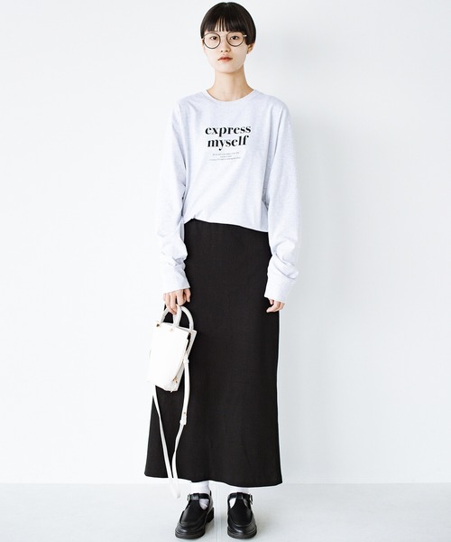 haco!（ハコ）の「シンプルなのに大人っぽさ2割増！シルエットにこだわった　やさしい着心地のすらり見えカットソースカートby who made me（スカート・レディース・ブラック/ベージュ/グリーン/ピンク・SMALL/MEDIUM/LARGE/X-LARGE）」の13枚目の写真