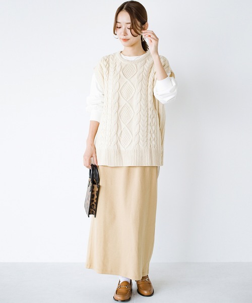 haco!（ハコ）の「シンプルなのに大人っぽさ2割増！シルエットにこだわった　やさしい着心地のすらり見えカットソースカートby who made me（スカート・レディース・ブラック/ベージュ/グリーン/ピンク・SMALL/MEDIUM/LARGE/X-LARGE）」の17枚目の写真