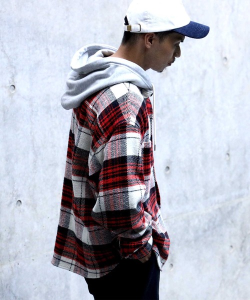 BACK NUMBER（バックナンバー）の「【BACK NUMBER】フードヘビーネルシャツ（シャツ/ブラウス・メンズ・ネイビー/イエロー/ブルー・M/L/XL）」の5枚目の写真