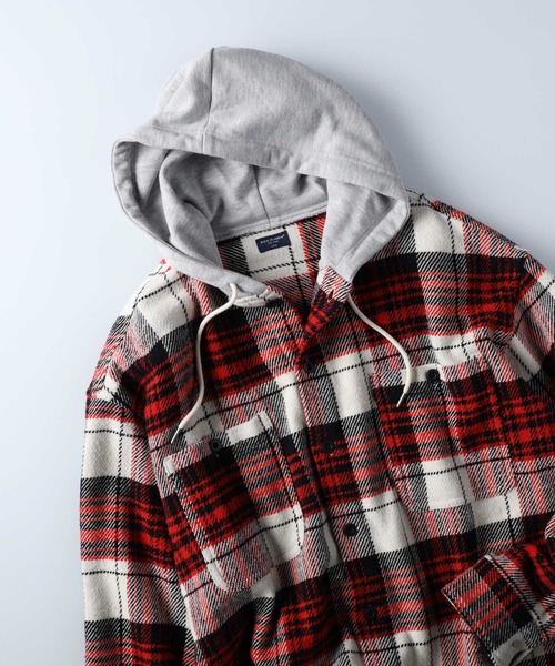 BACK NUMBER（バックナンバー）の「【BACK NUMBER】フードヘビーネルシャツ（シャツ/ブラウス・メンズ・ネイビー/イエロー/ブルー・M/L/XL）」の8枚目の写真