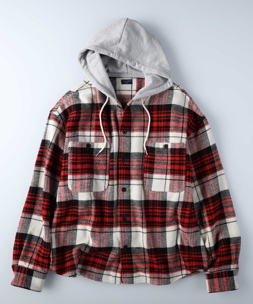 BACK NUMBER（バックナンバー）の「【BACK NUMBER】フードヘビーネルシャツ（シャツ/ブラウス・メンズ・ネイビー/イエロー/ブルー・M/L/XL）」の9枚目の写真