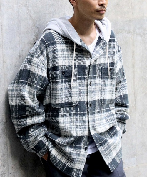 BACK NUMBER（バックナンバー）の「【BACK NUMBER】フードヘビーネルシャツ（シャツ/ブラウス・メンズ・ネイビー/イエロー/ブルー・M/L/XL）」の16枚目の写真