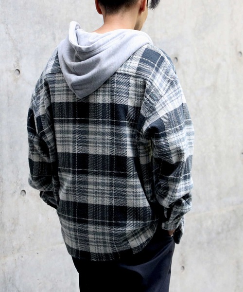 BACK NUMBER（バックナンバー）の「【BACK NUMBER】フードヘビーネルシャツ（シャツ/ブラウス・メンズ・ネイビー/イエロー/ブルー・M/L/XL）」の17枚目の写真