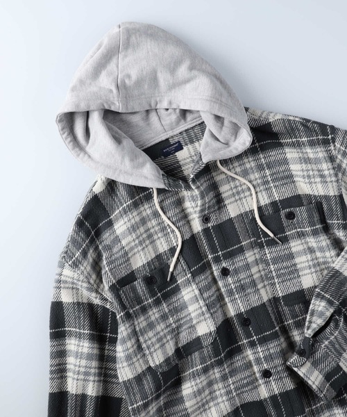 BACK NUMBER（バックナンバー）の「【BACK NUMBER】フードヘビーネルシャツ（シャツ/ブラウス・メンズ・ネイビー/イエロー/ブルー・M/L/XL）」の21枚目の写真