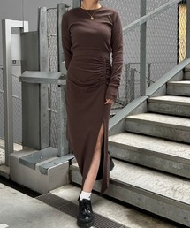 FIG&VIPER | リブニットスリットギャザーロングワンピース(ワンピース)