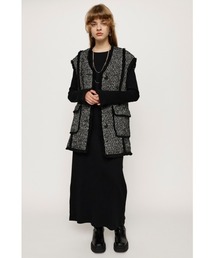 BACK SLIT CUT RIB L/OP バックスリット カット リブ ロングワンピース