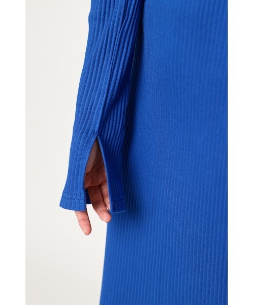 SLY(スライ)の「BACK SLIT CUT RIB L/OP バックスリット カット リブ ロングワンピース(ワンピース・レディース・ブラック/ブルー・FREE)」の4枚目の写真