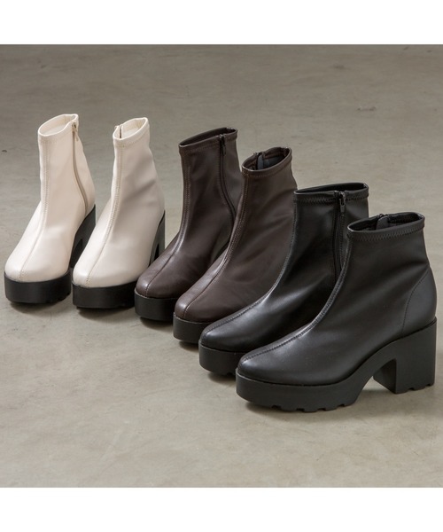 SpRay（スプレイ）の「厚底ストレッチショートブーツ（ブーツ・レディース・ブラック/ブラウン/アイボリー・MEDIUM/LARGE）」の18枚目の写真