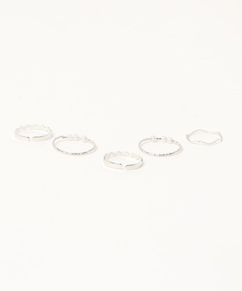 VIBGYOR Women(ヴィブジョー ウィメン)の「【float】シルバー ゴールド パール リング【5個セット】(リング・レディース・ゴールド/シルバー・FREE)」の3枚目の写真