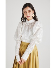 rienda | ハイネックギャザーパフスリーブブラウス(シャツ/ブラウス)