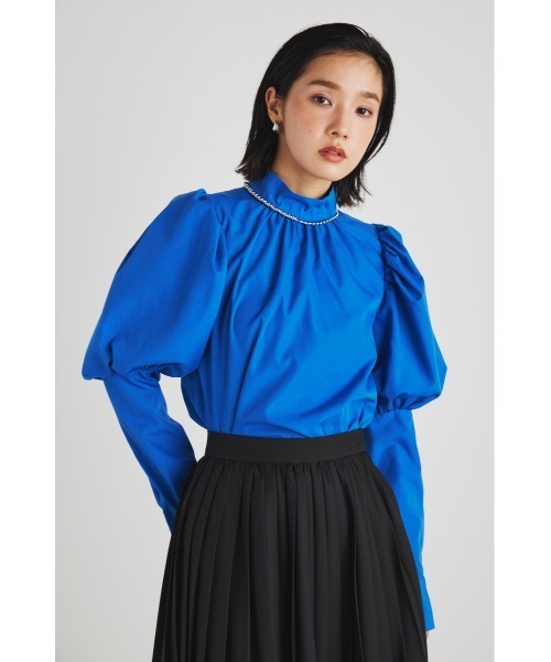 rienda(リエンダ)の「ハイネックギャザーパフスリーブブラウス(シャツ/ブラウス・レディース・ブラック/ブルー/ホワイト・FREE)」の3枚目の写真