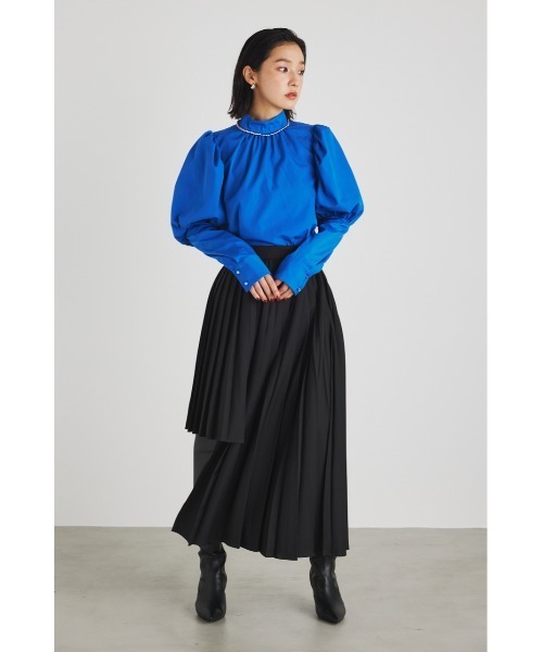 rienda(リエンダ)の「ハイネックギャザーパフスリーブブラウス(シャツ/ブラウス・レディース・ブラック/ブルー/ホワイト・FREE)」の5枚目の写真