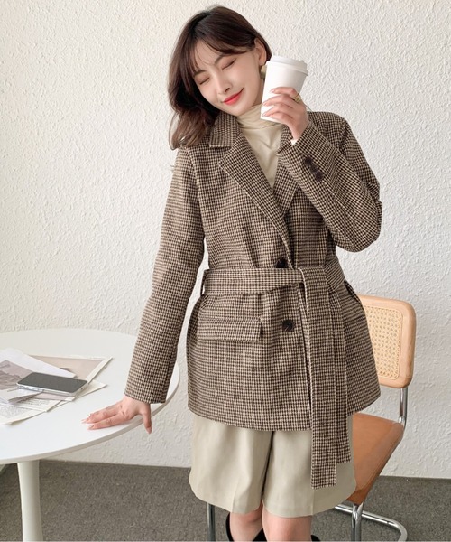 solleim（ソルレム）の「ウールライクチェックテーラードジャケット（テーラードジャケット・レディース・ブラック/ブラウン・M）」の11枚目の写真