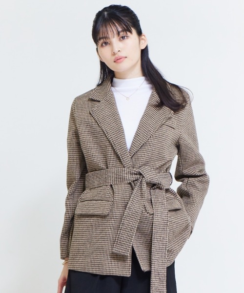 solleim（ソルレム）の「ウールライクチェックテーラードジャケット（テーラードジャケット・レディース・ブラック/ブラウン・M）」の13枚目の写真