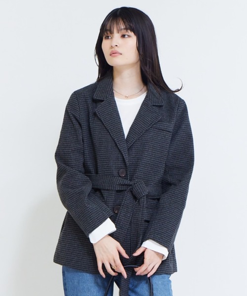 solleim（ソルレム）の「ウールライクチェックテーラードジャケット（テーラードジャケット・レディース・ブラック/ブラウン・M）」の12枚目の写真