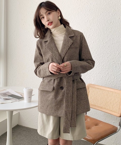 solleim（ソルレム）の「ウールライクチェックテーラードジャケット（テーラードジャケット・レディース・ブラック/ブラウン・M）」の15枚目の写真