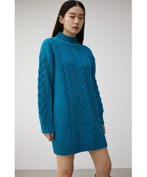 AZUL by moussy（アズールバイマウジー）の「CHENILLE CABLE MINI ONEPIECE/シェニールケーブルミニワンピース（ワンピース・レディース・オレンジ/ブルー/ライトベージュ・SMALL/MEDIUM）」の5枚目の写真
