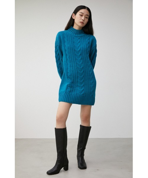 AZUL by moussy（アズールバイマウジー）の「CHENILLE CABLE MINI ONEPIECE/シェニールケーブルミニワンピース（ワンピース・レディース・オレンジ/ブルー/ライトベージュ・SMALL/MEDIUM）」の6枚目の写真