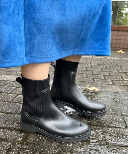 ORiental TRaffic（オリエンタルトラフィック）の「切替ニットレインブーツ/R-0017（レインシューズ・レディース・ブラック・S/M/L/LL）」の21枚目の写真