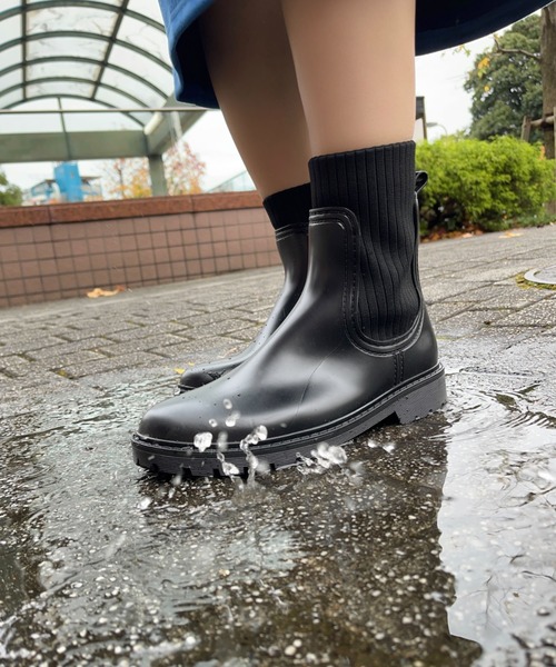 ORiental TRaffic（オリエンタルトラフィック）の「切替ニットレインブーツ/R-0017（レインシューズ・レディース・ブラック・S/M/L/LL）」の20枚目の写真