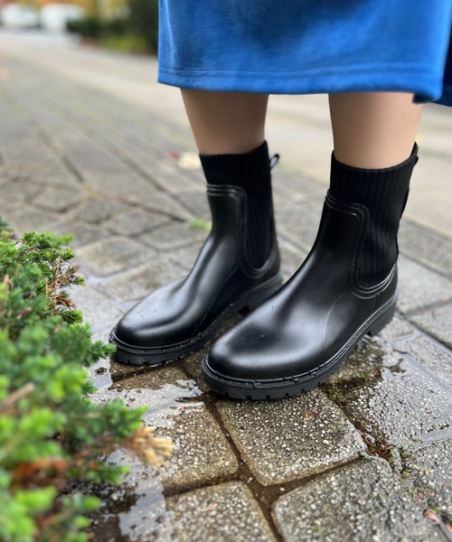 ORiental TRaffic（オリエンタルトラフィック）の「切替ニットレインブーツ/R-0017（レインシューズ・レディース・ブラック・S/M/L/LL）」の18枚目の写真