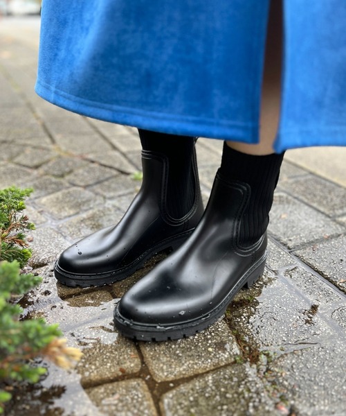 ORiental TRaffic（オリエンタルトラフィック）の「切替ニットレインブーツ/R-0017（レインシューズ・レディース・ブラック・S/M/L/LL）」の16枚目の写真