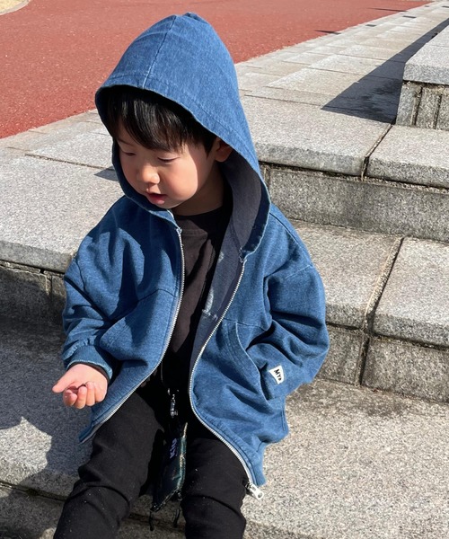 MAKE YOUR DAY(メイクユアデイ)の「ヨーク切替ジップアップフーディ■80~140cm(パーカー・キッズ・アイボリー/ピンク/ブルー・100/120/90/110/140/80/130)」の2枚目の写真