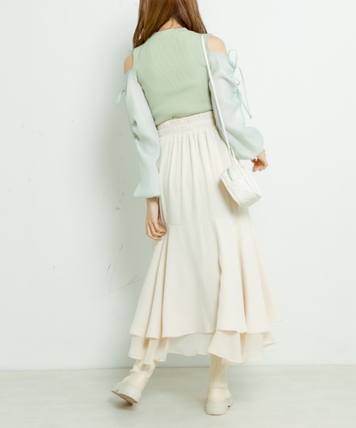 OLIVE des OLIVE（オリーブデオリーブ）の「【WEB限定】裾シフォンマーメイドスカート（スカート・レディース・ライトグレー/アイボリー/スミクロ/ミント・FREE）」の7枚目の写真