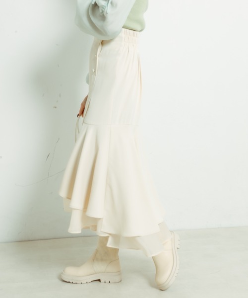 OLIVE des OLIVE（オリーブデオリーブ）の「【WEB限定】裾シフォンマーメイドスカート（スカート・レディース・ライトグレー/アイボリー/スミクロ/ミント・FREE）」の9枚目の写真