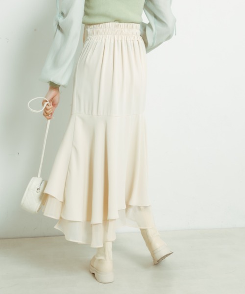 OLIVE des OLIVE（オリーブデオリーブ）の「【WEB限定】裾シフォンマーメイドスカート（スカート・レディース・ライトグレー/アイボリー/スミクロ/ミント・FREE）」の10枚目の写真