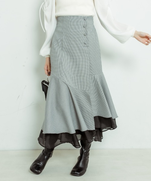 OLIVE des OLIVE（オリーブデオリーブ）の「【WEB限定】裾シフォンマーメイドスカート（スカート・レディース・ライトグレー/アイボリー/スミクロ/ミント・FREE）」の15枚目の写真