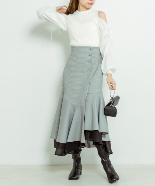 OLIVE des OLIVE（オリーブデオリーブ）の「【WEB限定】裾シフォンマーメイドスカート（スカート・レディース・ライトグレー/アイボリー/スミクロ/ミント・FREE）」の12枚目の写真