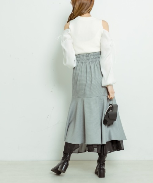 OLIVE des OLIVE（オリーブデオリーブ）の「【WEB限定】裾シフォンマーメイドスカート（スカート・レディース・ライトグレー/アイボリー/スミクロ/ミント・FREE）」の14枚目の写真