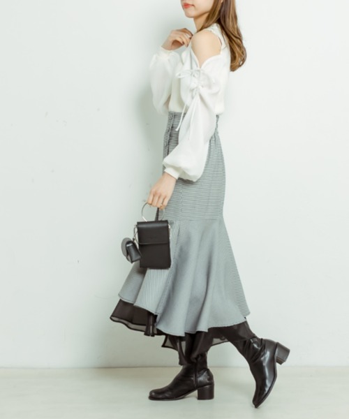 OLIVE des OLIVE（オリーブデオリーブ）の「【WEB限定】裾シフォンマーメイドスカート（スカート・レディース・ライトグレー/アイボリー/スミクロ/ミント・FREE）」の13枚目の写真