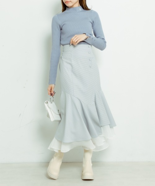 OLIVE des OLIVE（オリーブデオリーブ）の「【WEB限定】裾シフォンマーメイドスカート（スカート・レディース・ライトグレー/アイボリー/スミクロ/ミント・FREE）」の18枚目の写真