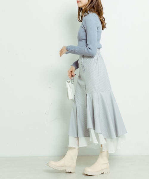 OLIVE des OLIVE（オリーブデオリーブ）の「【WEB限定】裾シフォンマーメイドスカート（スカート・レディース・ライトグレー/アイボリー/スミクロ/ミント・FREE）」の19枚目の写真