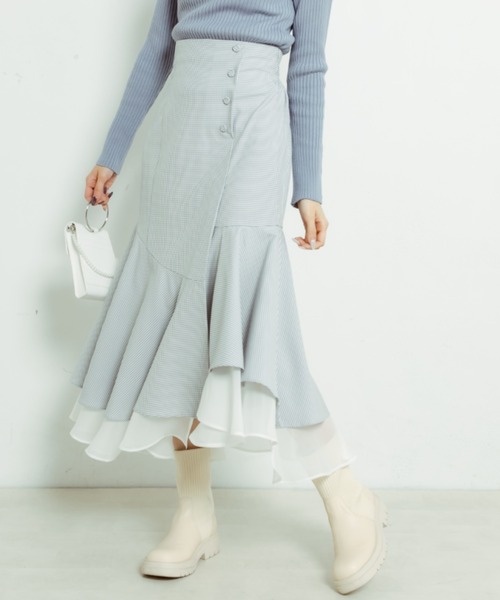 OLIVE des OLIVE（オリーブデオリーブ）の「【WEB限定】裾シフォンマーメイドスカート（スカート・レディース・ライトグレー/アイボリー/スミクロ/ミント・FREE）」の21枚目の写真