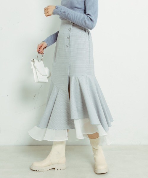 OLIVE des OLIVE（オリーブデオリーブ）の「【WEB限定】裾シフォンマーメイドスカート（スカート・レディース・ライトグレー/アイボリー/スミクロ/ミント・FREE）」の22枚目の写真