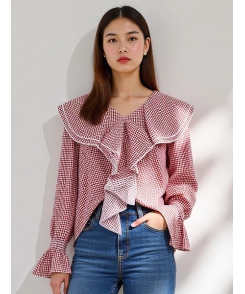 fifth(フィフス)の「チェック柄フリルカラーブラウス(シャツ/ブラウス・レディース・レッド/ブラック・M)」の20枚目の写真