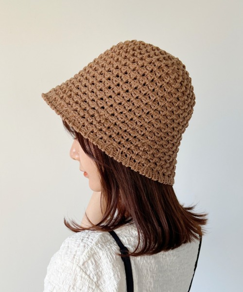 CLEA(クレア)の「クロシェ編みバケットハット(ハット・レディース・ブラック/アイボリー/ナチュラル・FREE)」の3枚目の写真
