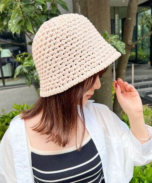 CLEA(クレア)の「クロシェ編みバケットハット(ハット・レディース・ブラック/アイボリー/ナチュラル・FREE)」の13枚目の写真